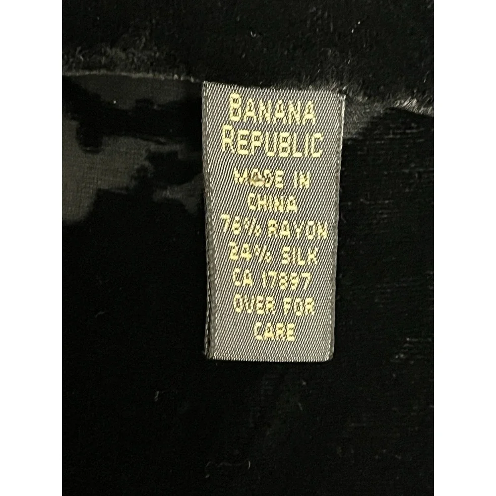 VTG Banana Republic Burnout Velvet Scarf Black‎ 90s Womens Silk Blend Circles